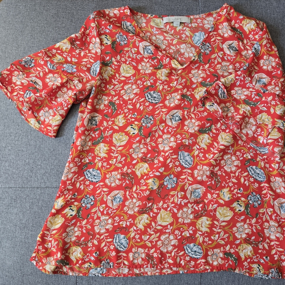 Loft v neck floral shirt
